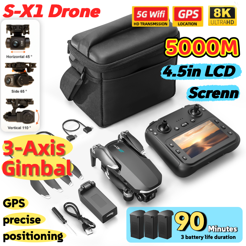 S-X1 MAX GPS Drone with 3-Axis - Drone Kit Long Range avis et prix